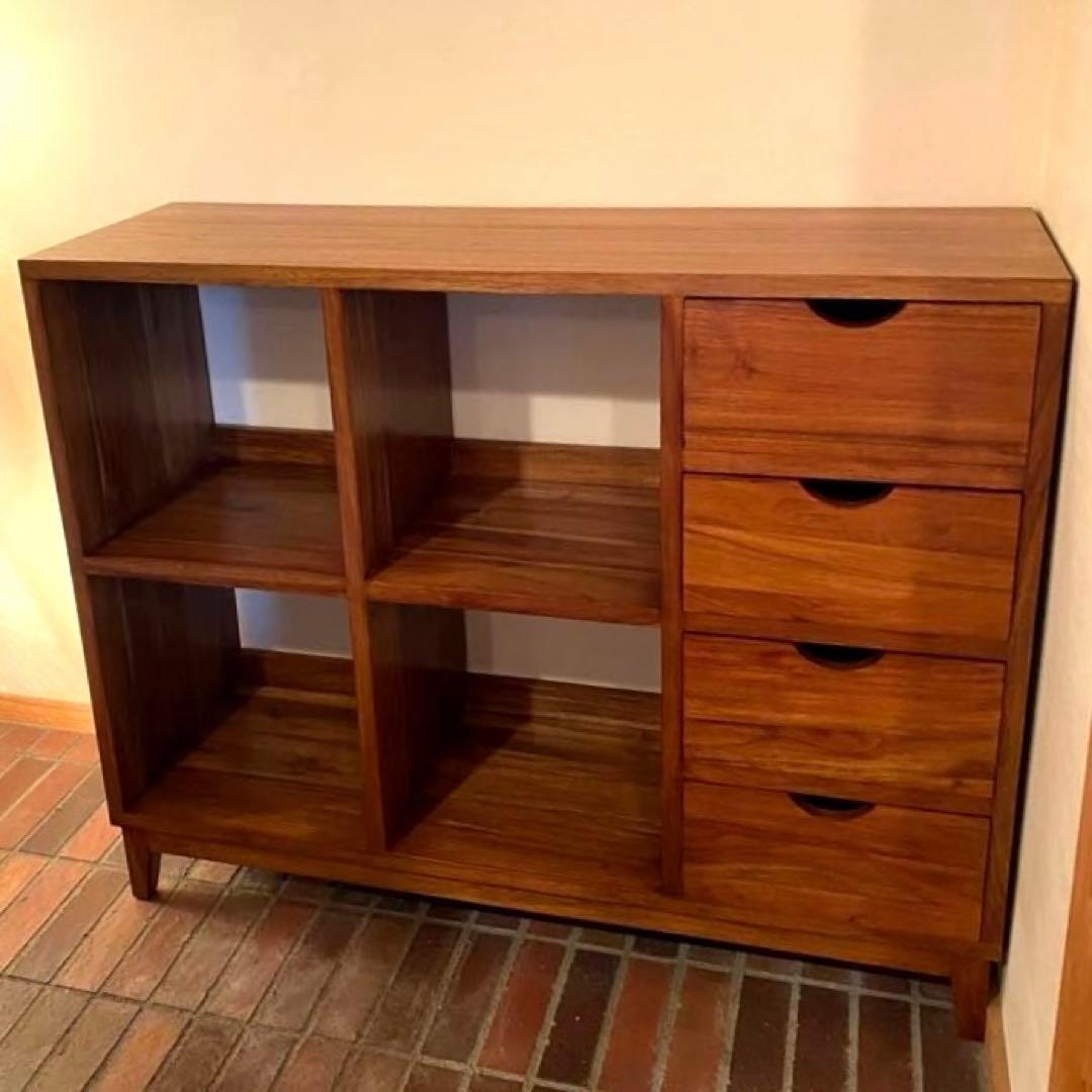 ギギリビング 無垢材 チーク オープンラック 天然木 シェルフ 飾り棚 本棚