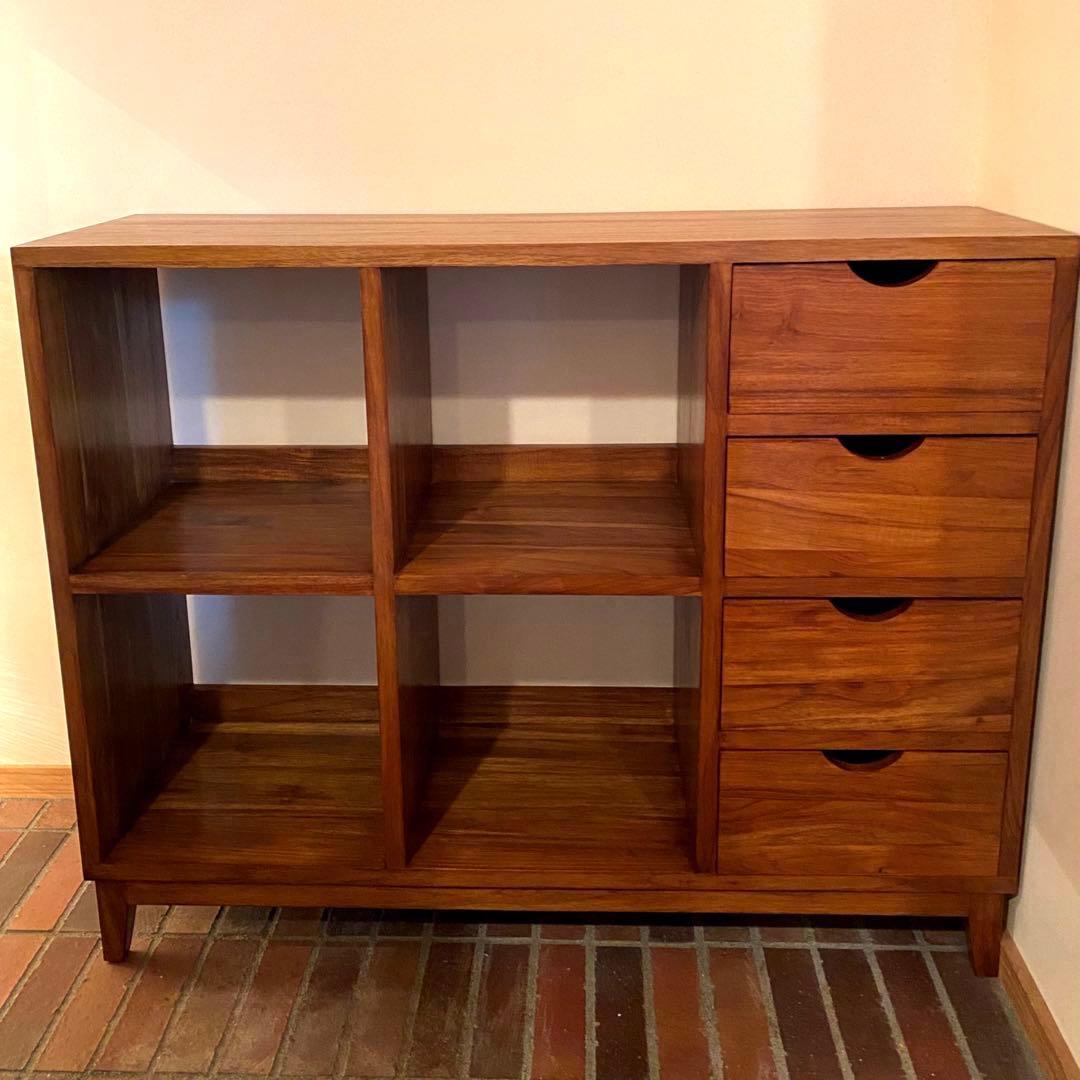 ギギリビング 無垢材 チーク オープンラック 天然木 シェルフ 飾り棚 本棚