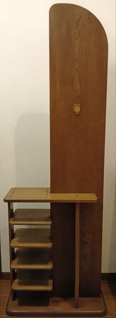 木製 全身鏡 スタンドミラー 収納ラック付き