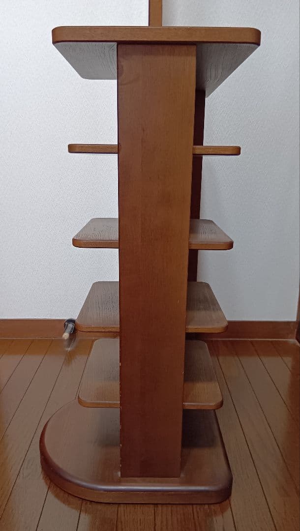 木製 全身鏡 スタンドミラー 収納ラック付き