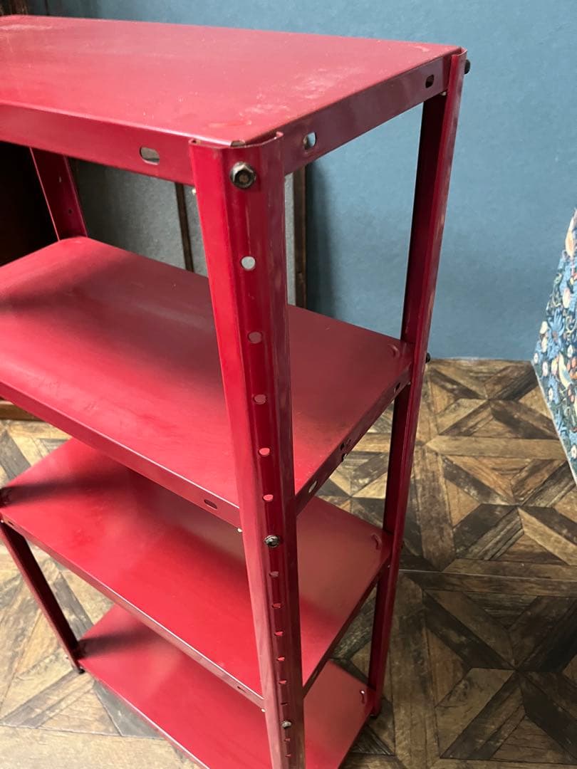 赤 スチール棚 スペースエイジ 昭和レトロ 当時物 インテリア レトロポップ