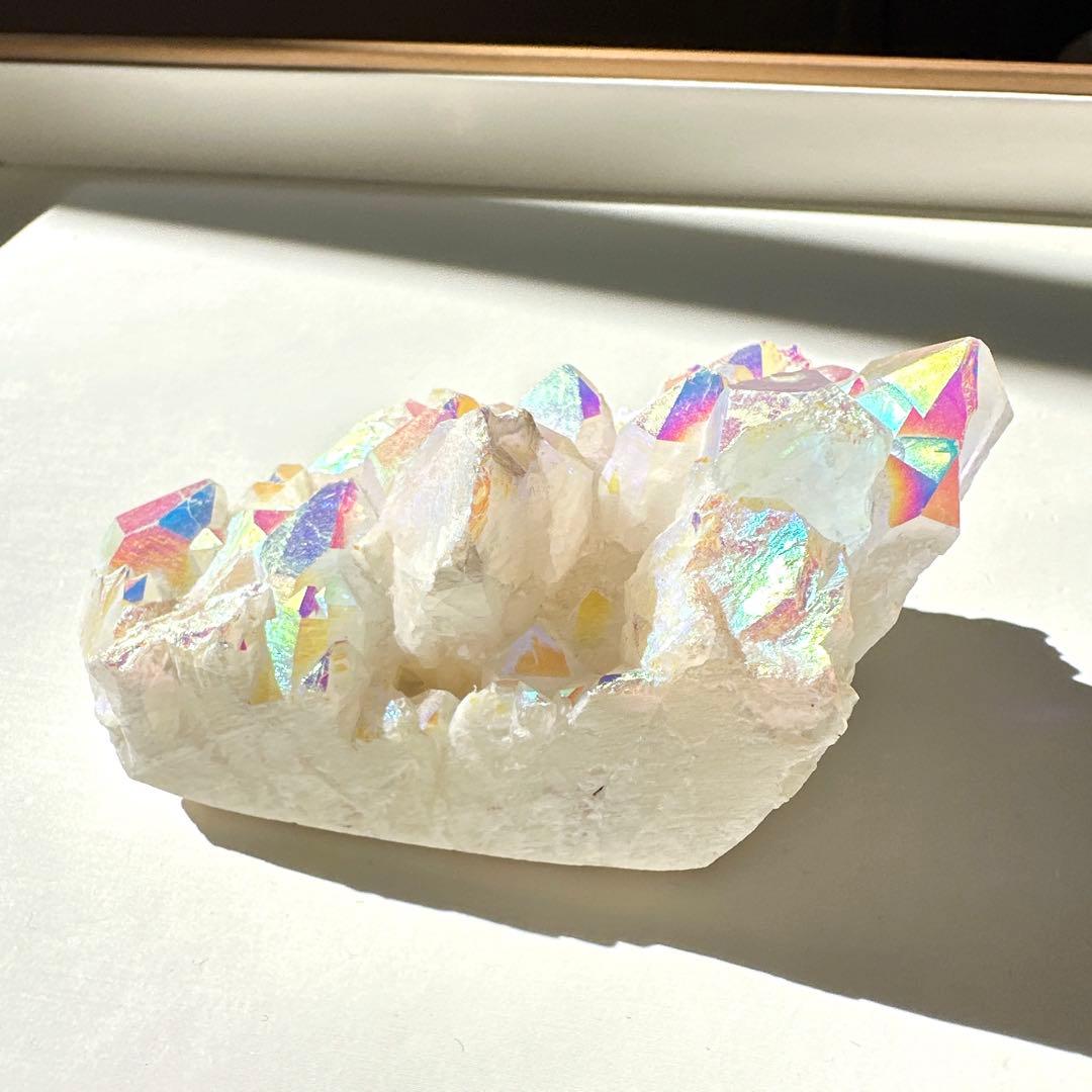 オーラ加工　クリアクォーツクラスター　天然石　置物