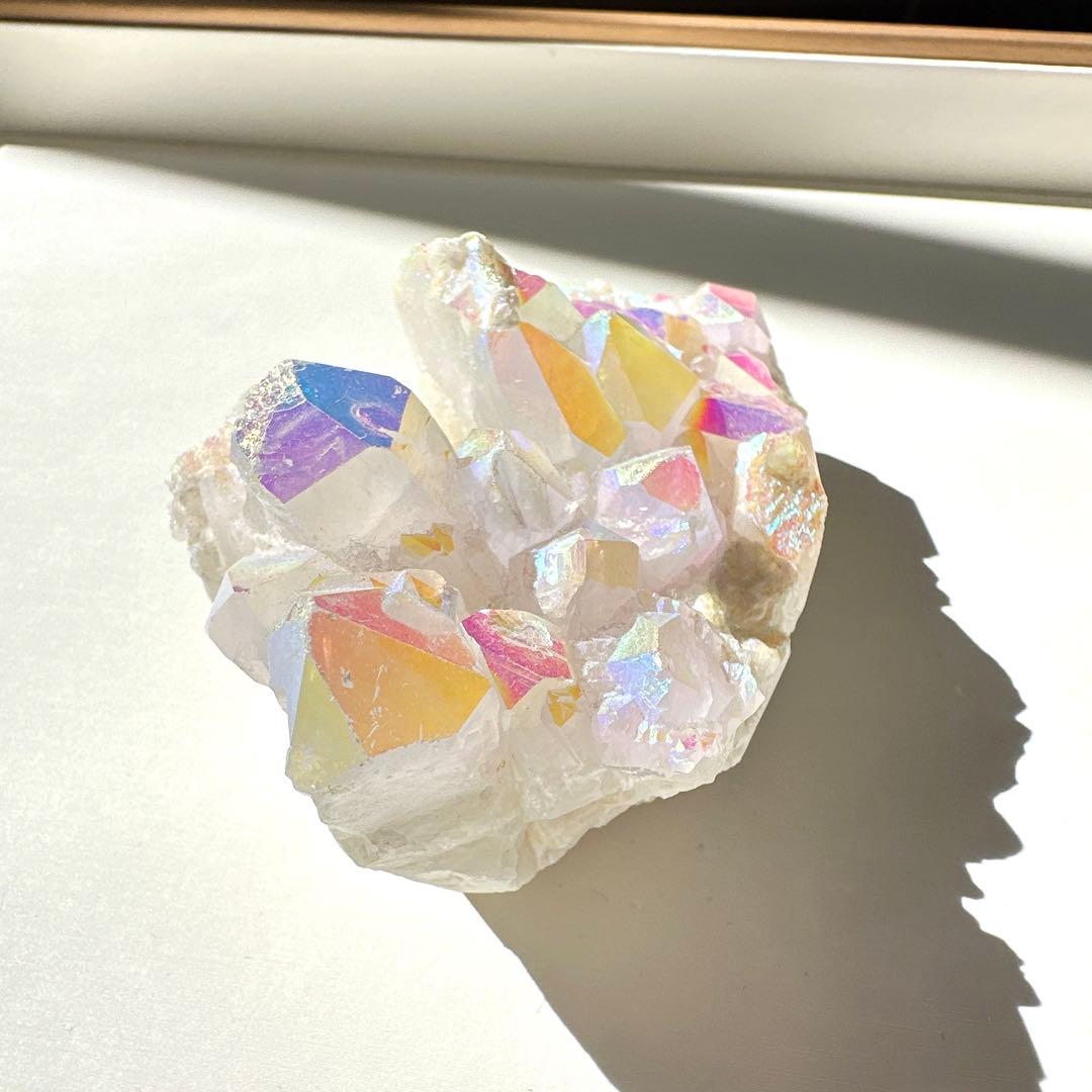 オーラ加工　クリアクォーツクラスター　天然石　置物