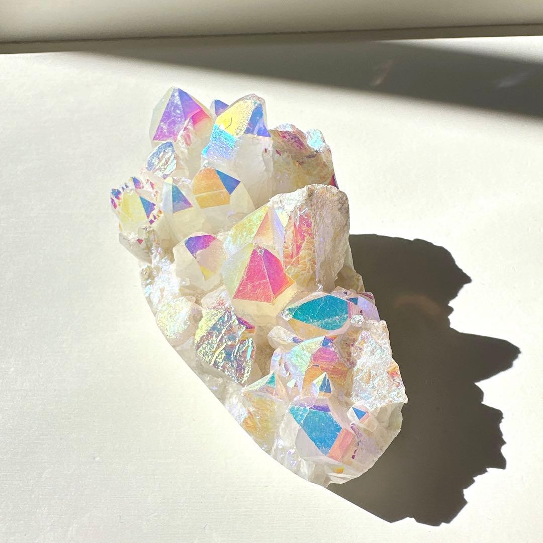オーラ加工　クリアクォーツクラスター　天然石　置物