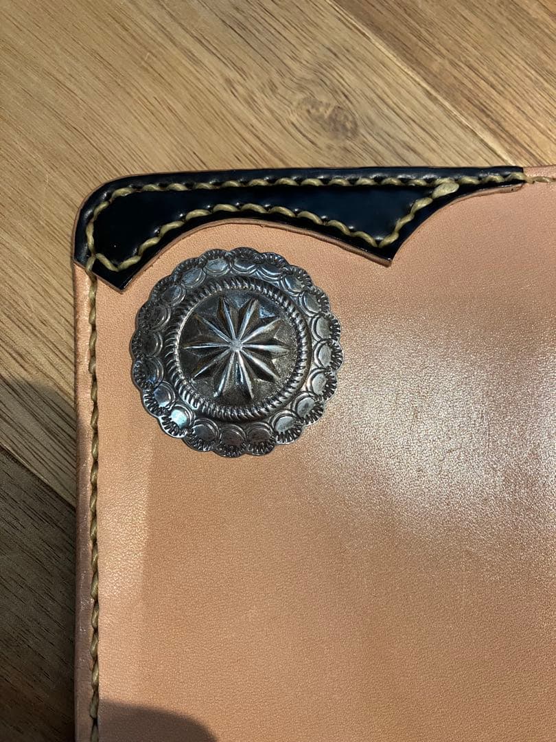 【新品、未使用】ロングウォレット　グレイビーレザー　長財布　革細工　コードバン