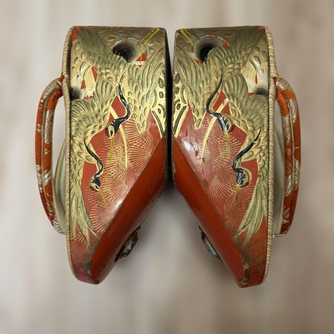 七五三　7歳　ぽっくり下駄　オレンジ系