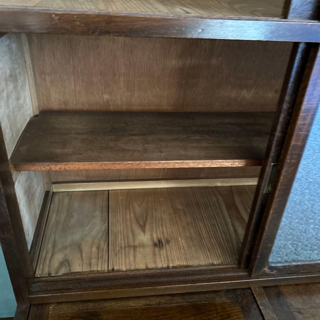 古家具ダイヤガラス食器棚　水屋箪笥