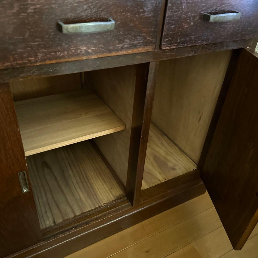 古家具ダイヤガラス食器棚　水屋箪笥