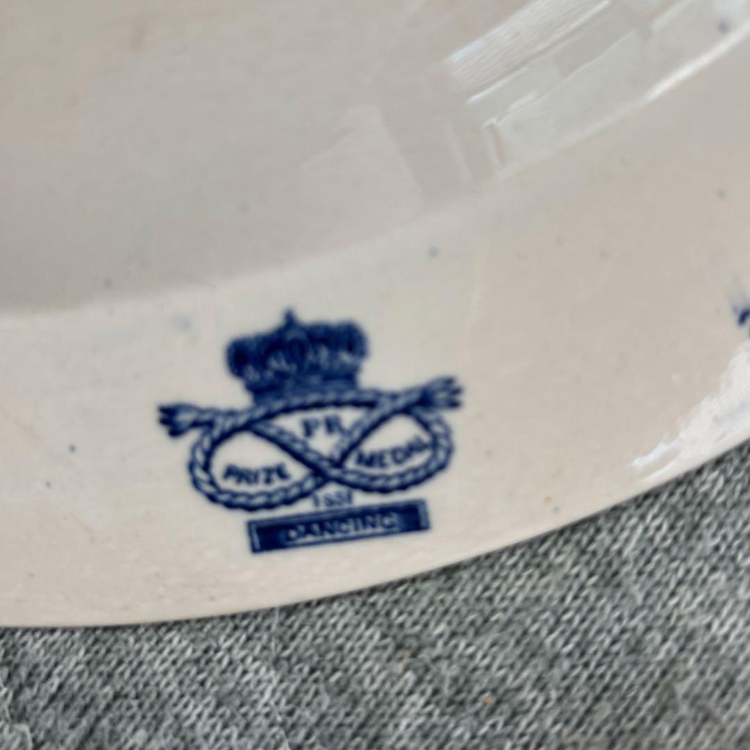 ブルーアンド ホワイト大皿 オランダ 阿蘭陀 シノワズリアンティーク ヨーロッパ