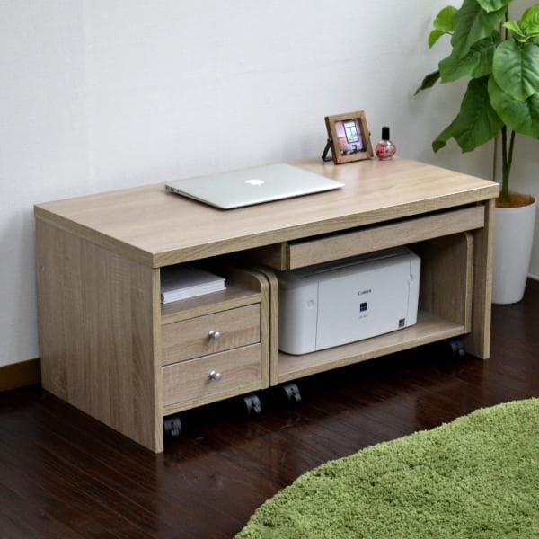 【新品送料無料】ロータイプデスク3点セット 90cm幅 デスク+ラック+チェスト