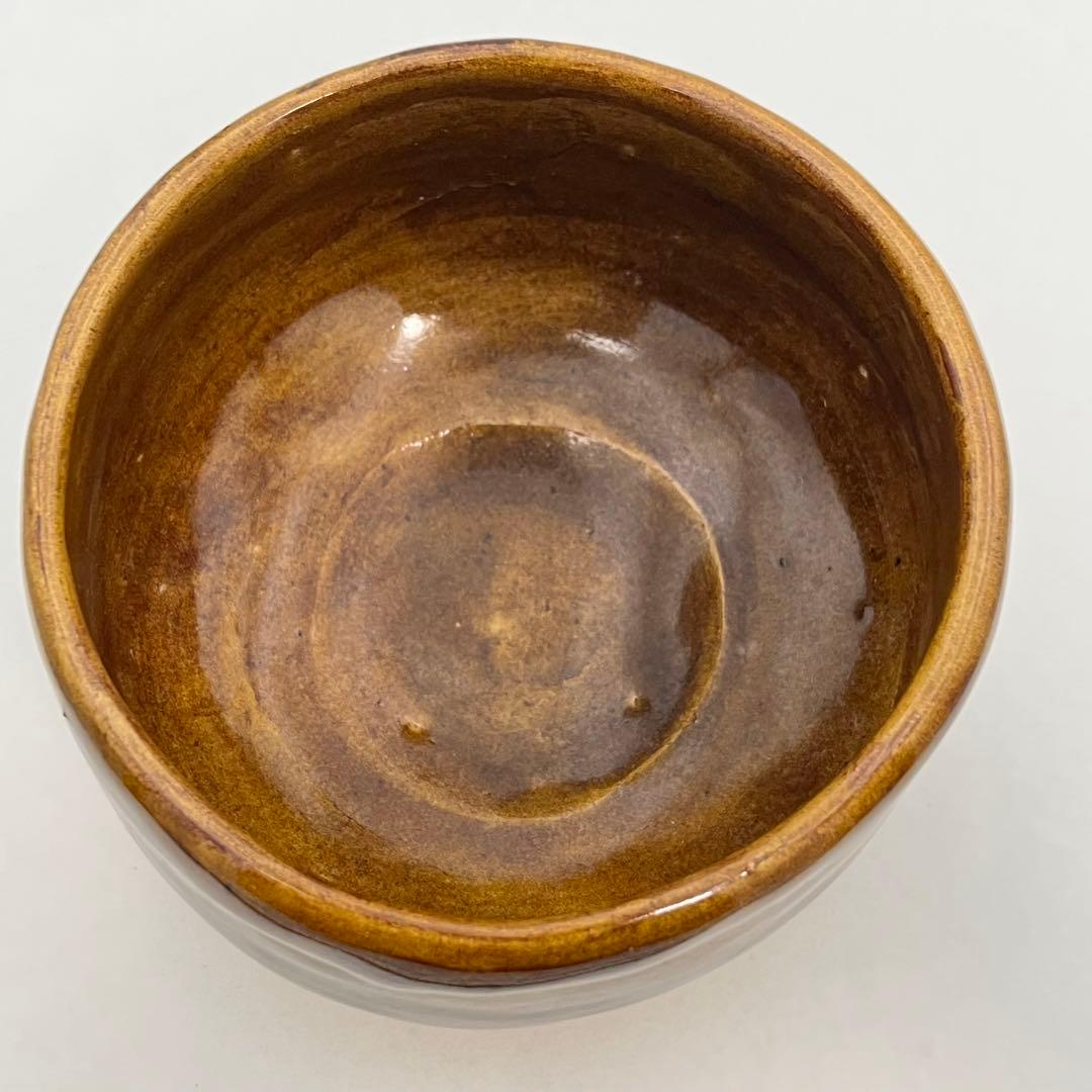 大樋焼 年郎 茶碗 茶道具 半筒茶碗 飴色 飴釉 抹茶 抹茶椀 10.5