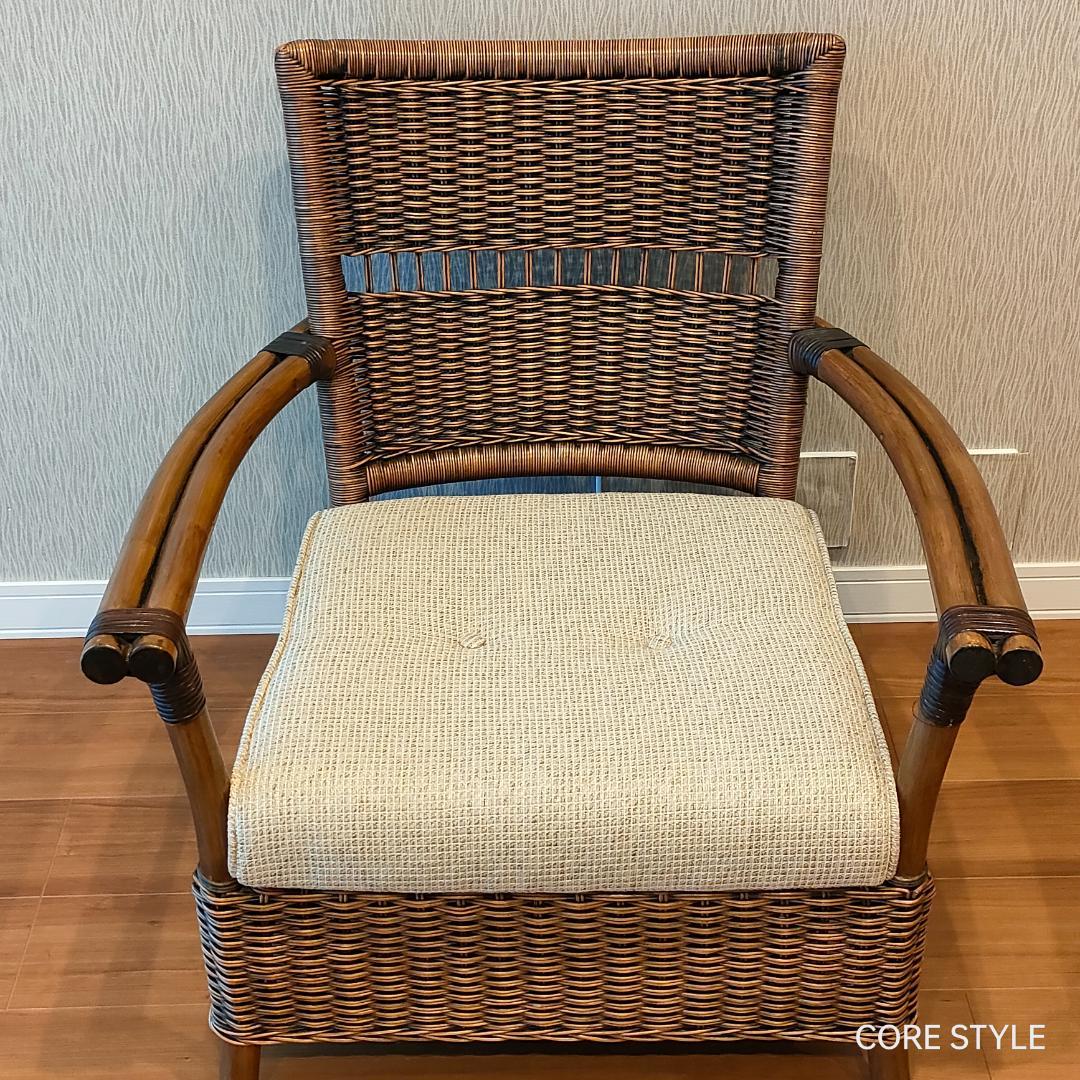 美品　KAZAMA 　ラタン　籐ソファ 　1人掛け　ラウンジチェア　A1