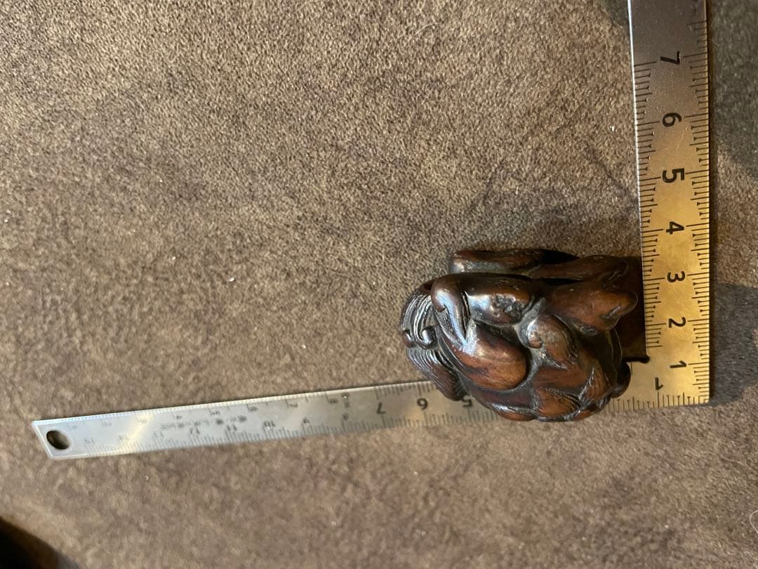 根付 獅子 木製 無銘