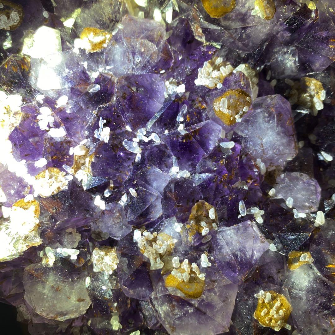 希少❗️アメジスト カコクセナイトカルサイト共生☆パワーストーン財運 原石A137