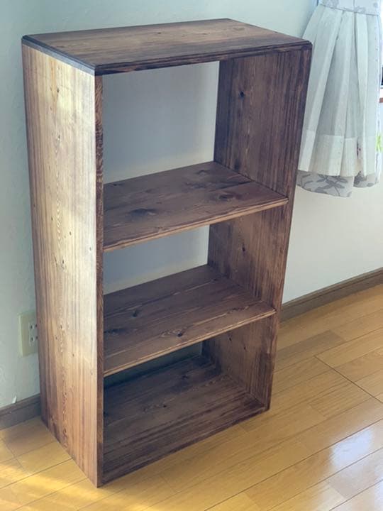 【無垢材】3段カフェラック　アンティーク　ブックラック