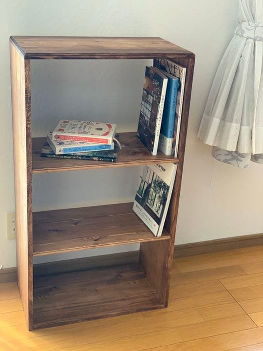 【無垢材】3段カフェラック　アンティーク　ブックラック