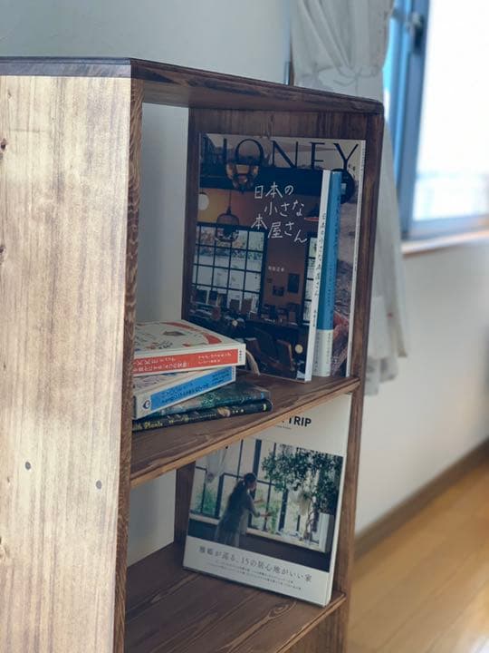 【無垢材】3段カフェラック　アンティーク　ブックラック