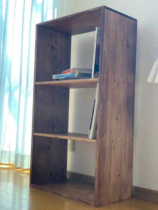 【無垢材】3段カフェラック　アンティーク　ブックラック