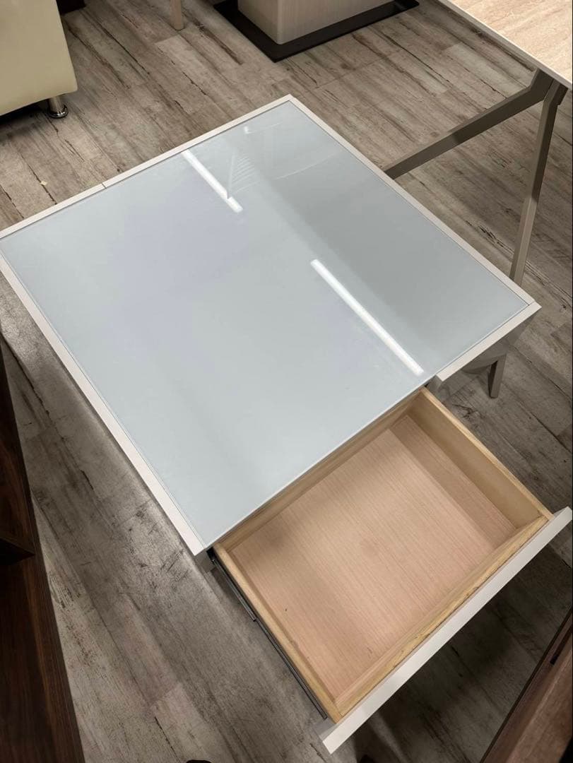 ガラス天板　センターテーブル　引出付　幅90cm　北九州市福岡市限定