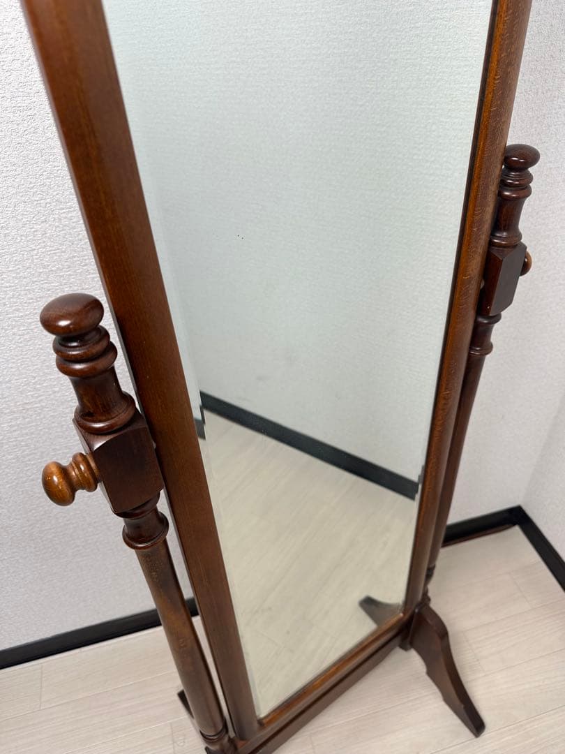 カリモク スタンドミラー コロニアル ミラー 鏡 クラシック 姿見 ※i1※