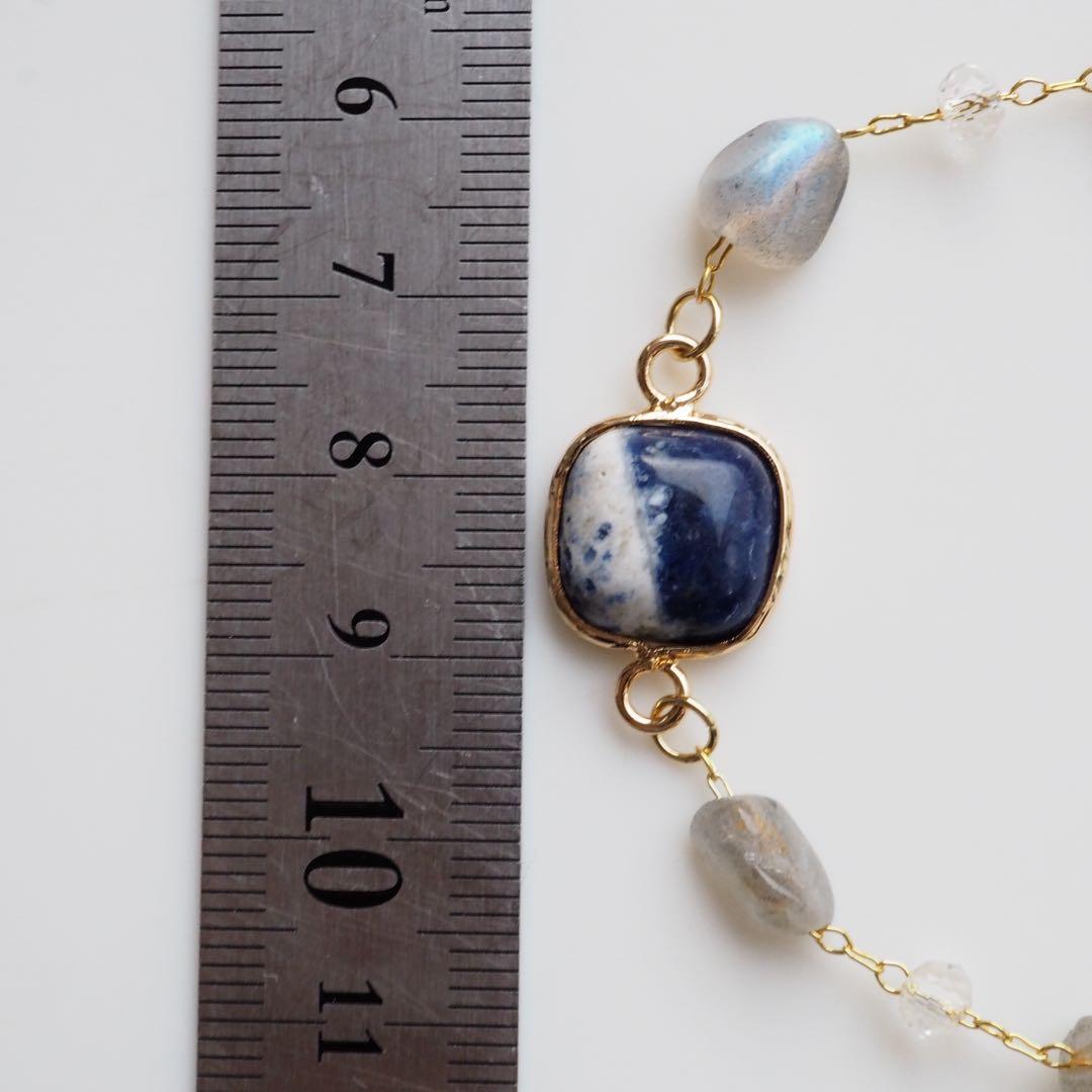 《1点限定/現品です》ラブラドライト×バイカラーソーダライトデザインブレスレット