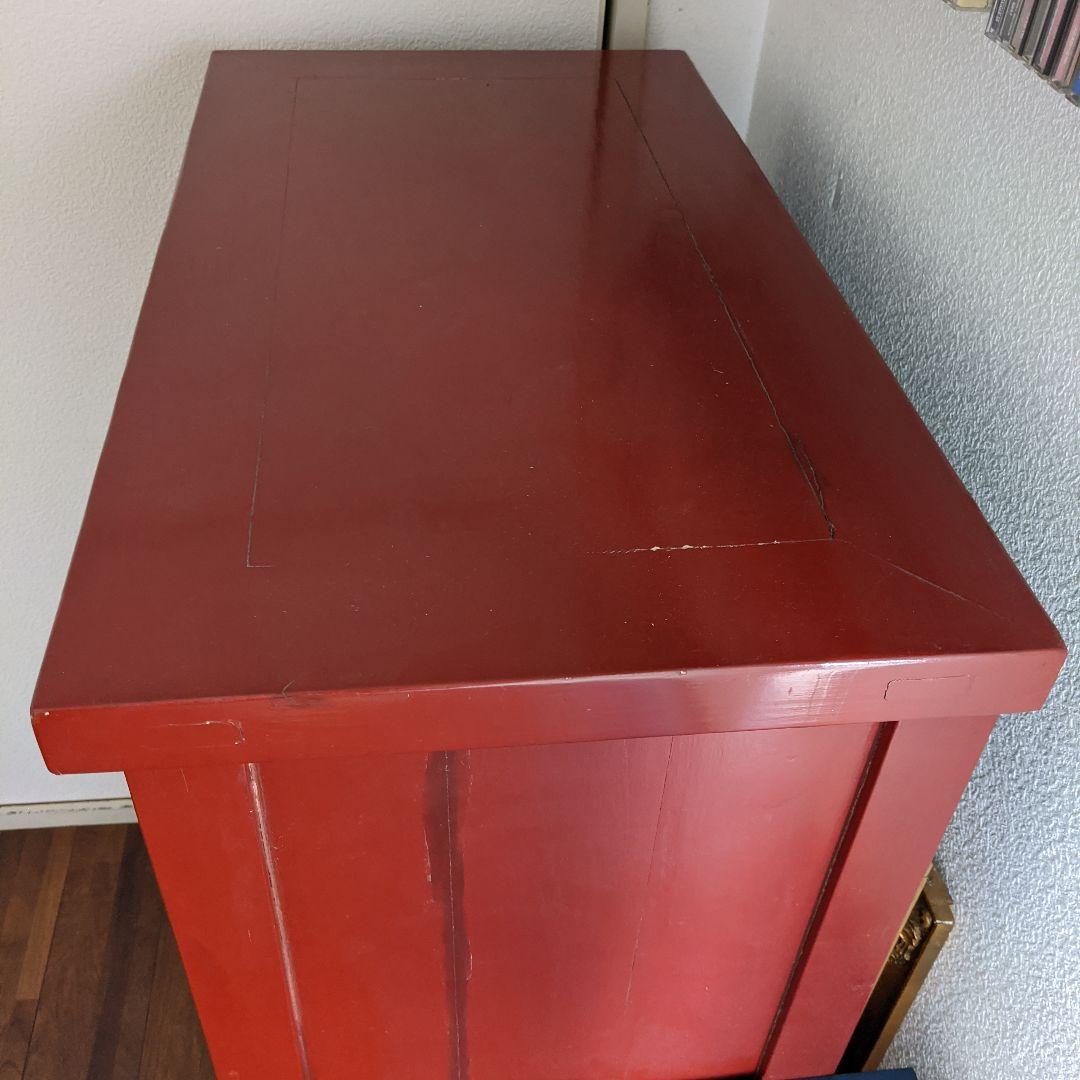 ✨シンガポール家具　存在感のある素敵な…キャビネット　落ち着いた朱赤色✨