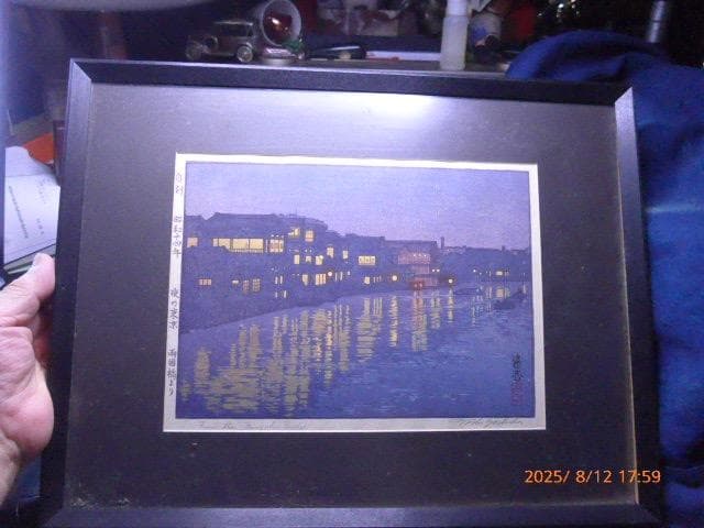 貴重！オリジナル！吉田遠志 「夜の東京 両国橋より」昭和14年作 鉛筆