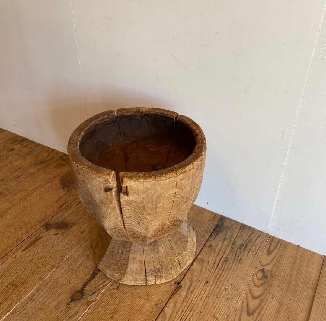 【一点物】アンティーク ローテーブル 椅子 欅 臼 プリミティブ 無塗装