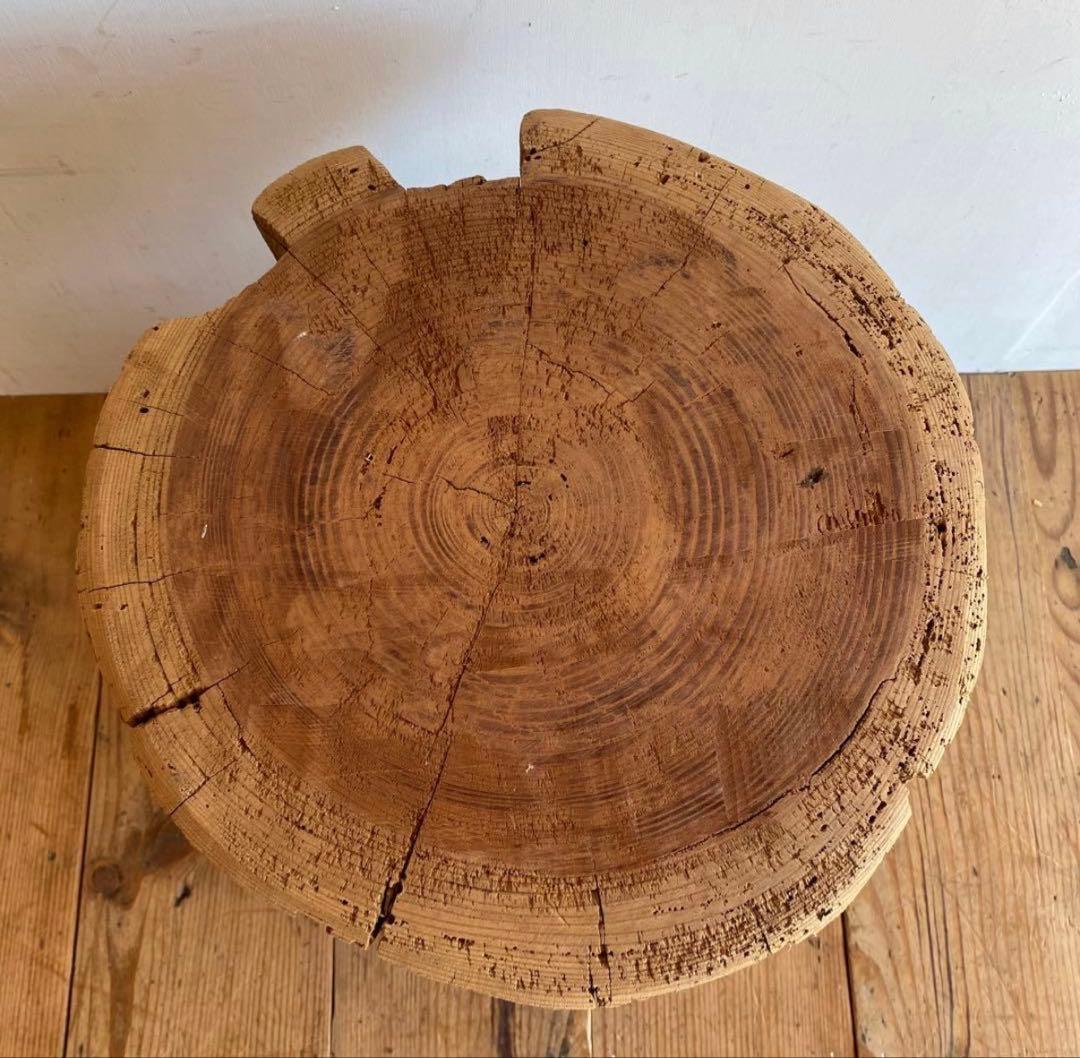 【一点物】アンティーク ローテーブル 椅子 欅 臼 プリミティブ 無塗装