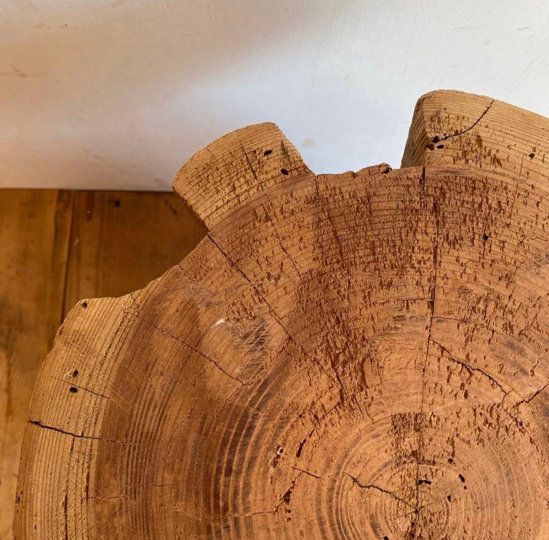 【一点物】アンティーク ローテーブル 椅子 欅 臼 プリミティブ 無塗装