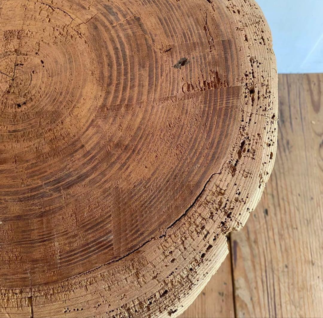 【一点物】アンティーク ローテーブル 椅子 欅 臼 プリミティブ 無塗装