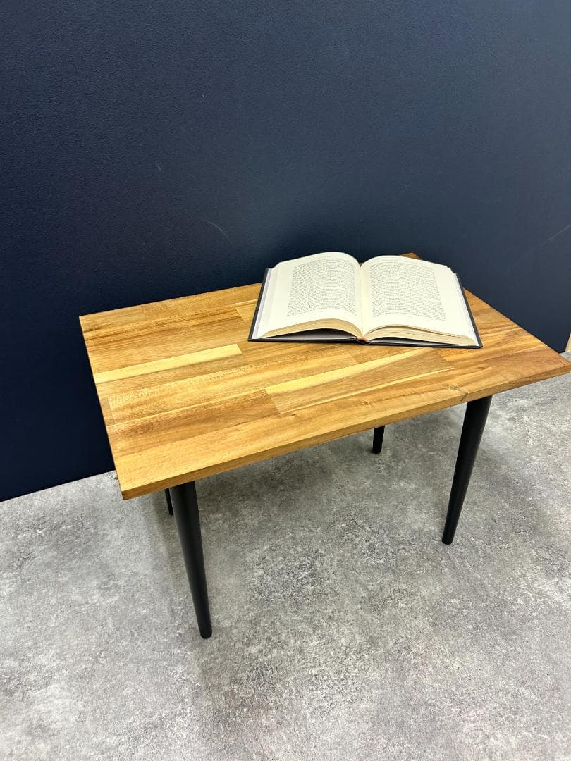 アカシア木製長方形テーブル（ナチュラルウッド）60×40×高さ40（アイアン脚）