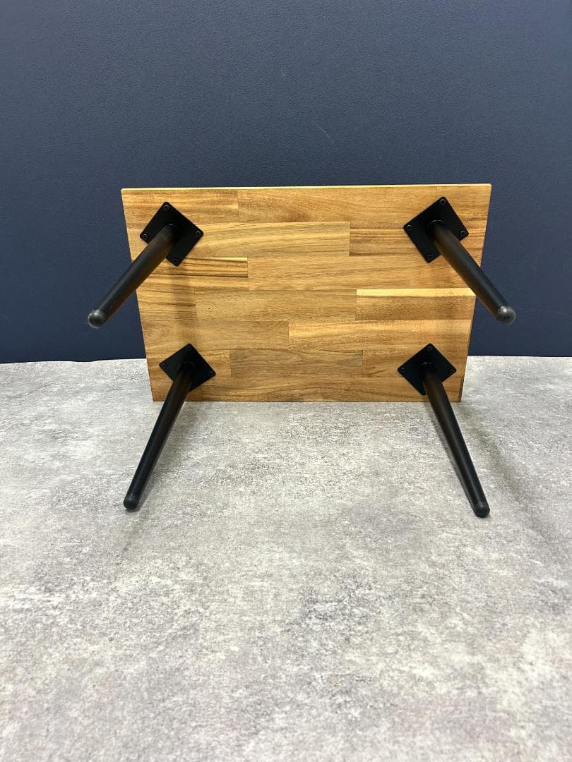 アカシア木製長方形テーブル（ナチュラルウッド）60×40×高さ40（アイアン脚）