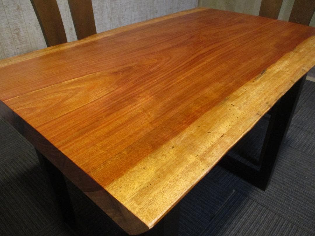 ＃1583■　ブビンガ　一枚板　テーブル　ローテーブル　ダイニング　座卓　デスク