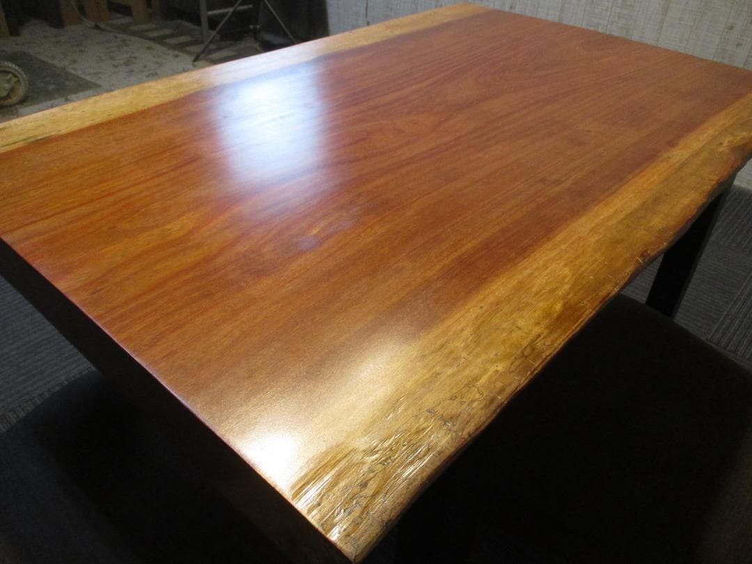 ＃1583■　ブビンガ　一枚板　テーブル　ローテーブル　ダイニング　座卓　デスク