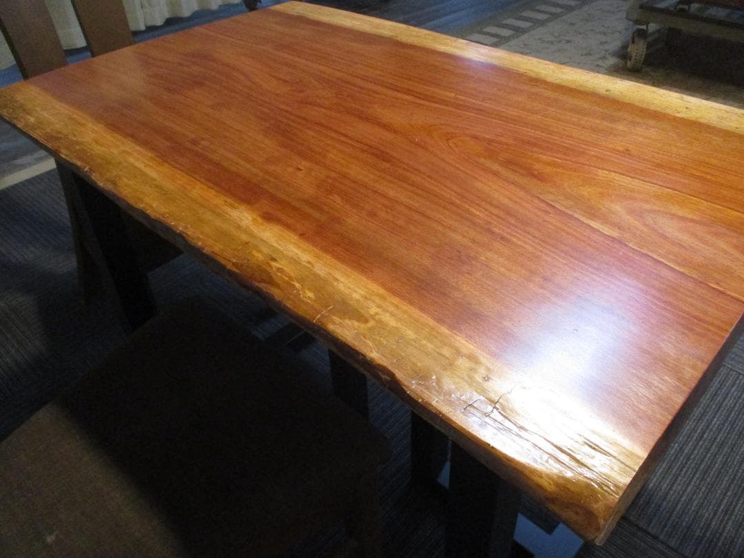 ＃1583■　ブビンガ　一枚板　テーブル　ローテーブル　ダイニング　座卓　デスク