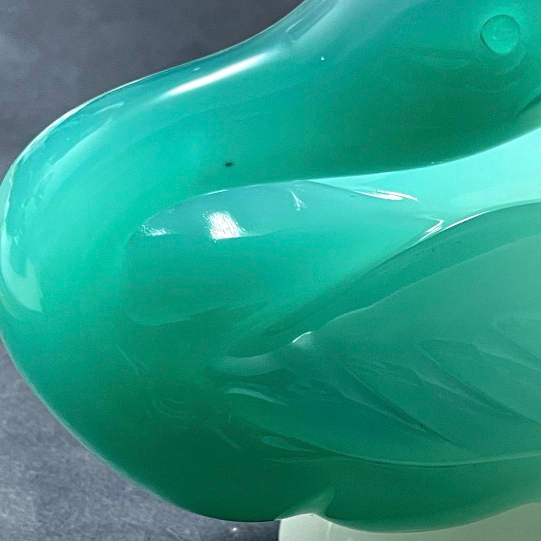 ムラーノ スワン　アルキメデセグソ グリーン アラバストロンガラスの白鳥彫刻