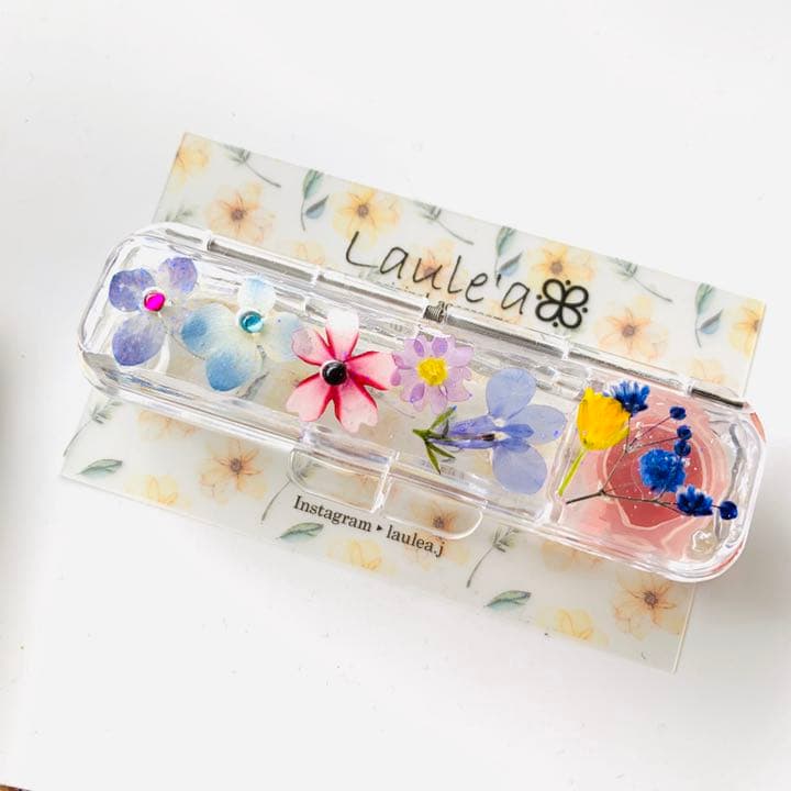 ♡展示品♡６押し花　印鑑ケース　レジン　ハンドメイド
