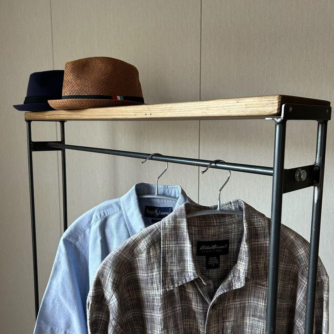 ハンガーラック　アイアン家具　引っ越し　コンパクト　アンティーク　幅900 分割