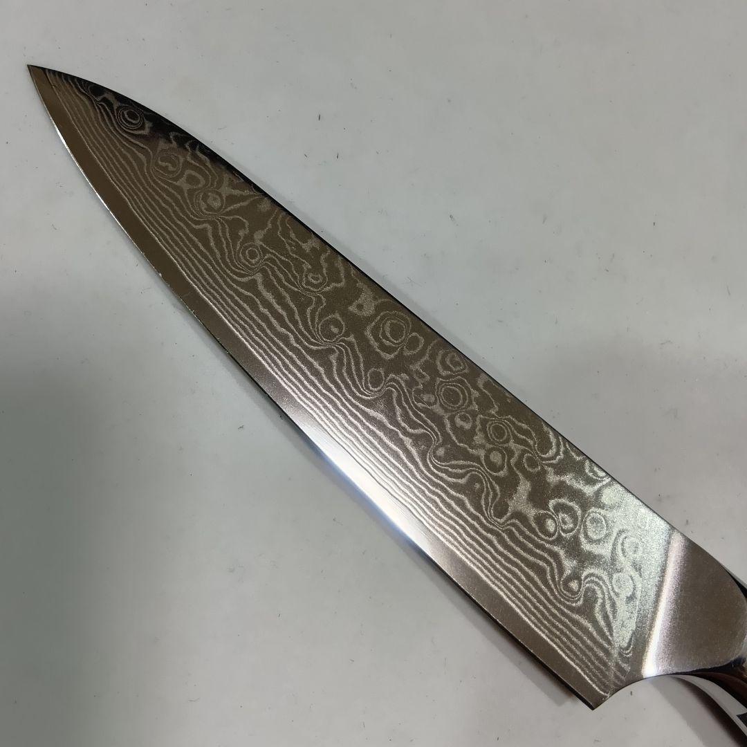 V金10号 牛刀 ダマスカス67層 ペティナイフ 13cmアワビ貝殻 透明樹脂柄