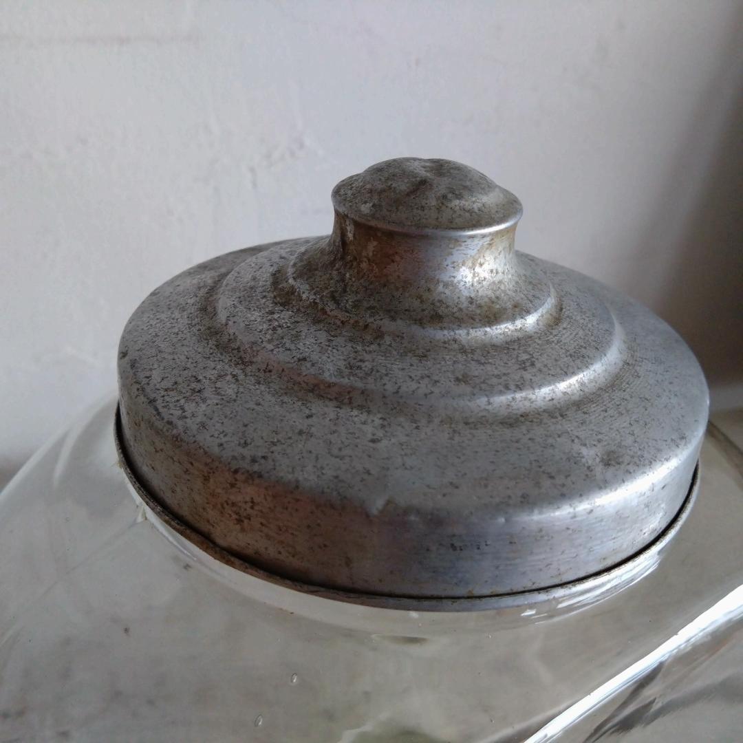 古い菓子瓶　昭和レトロ　ガラス瓶　蓋付　希少