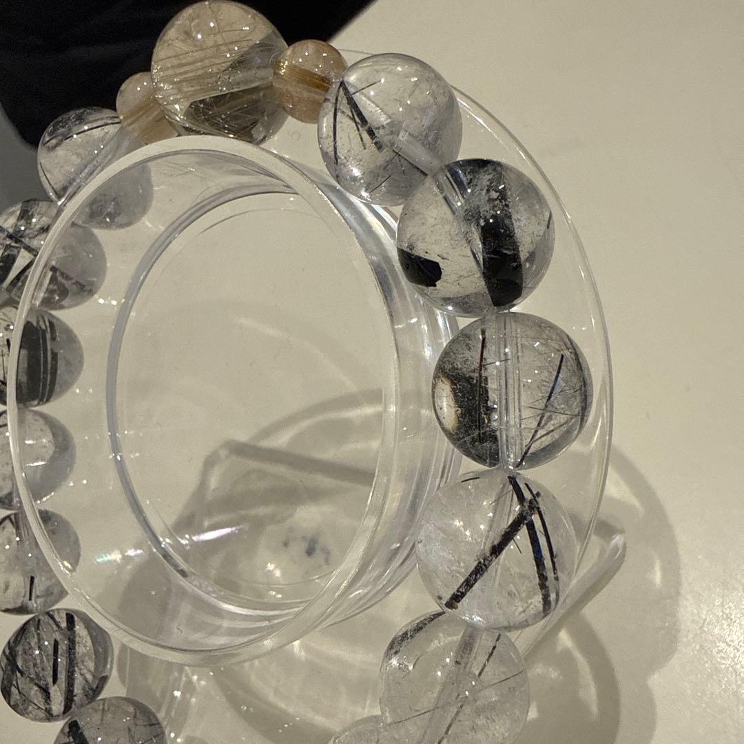 ブラックトルマリン ルチルクォーツ 天然石ブレスレット