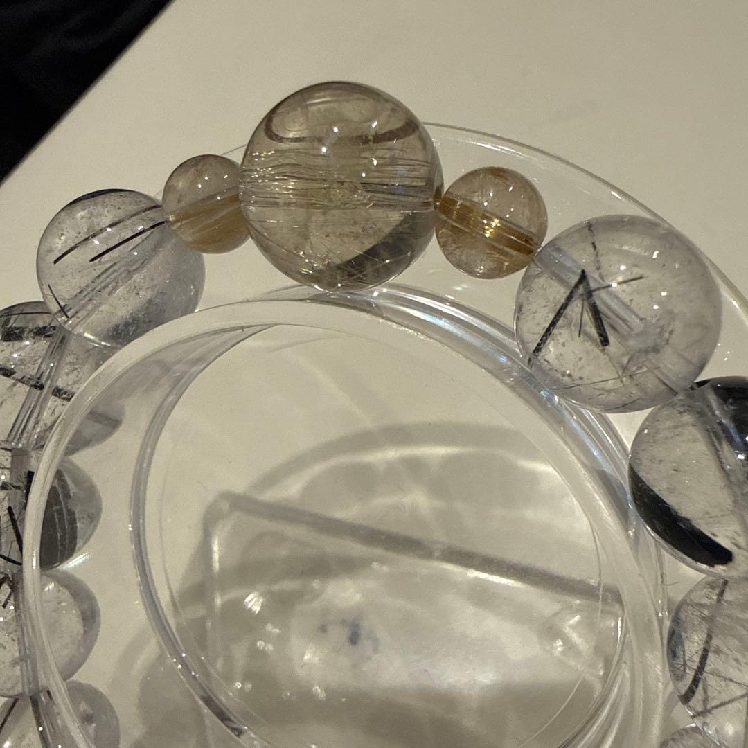 ブラックトルマリン ルチルクォーツ 天然石ブレスレット