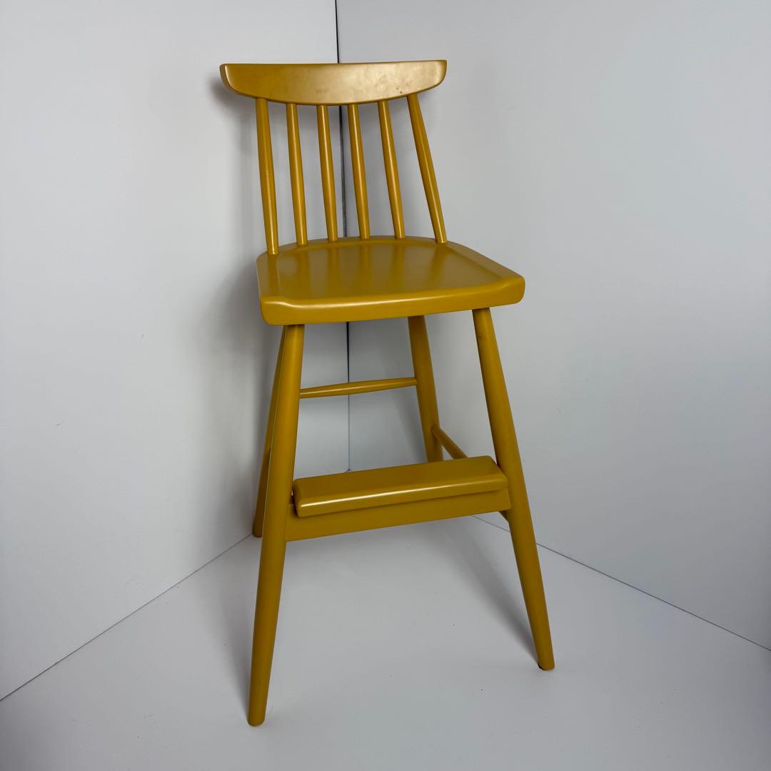 ベルメゾン　ハイチェアー　椅子　子ども　ダイニング　イエロー　ウィンザーチェア