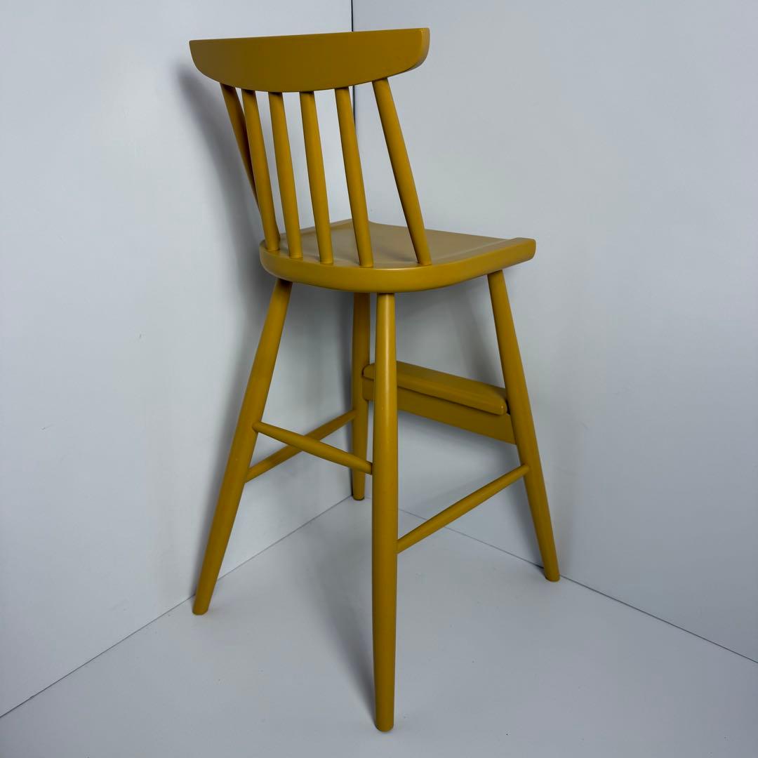 ベルメゾン　ハイチェアー　椅子　子ども　ダイニング　イエロー　ウィンザーチェア