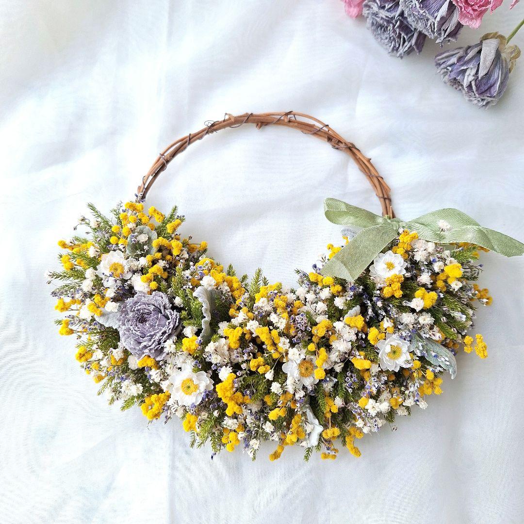 ミモザドライフラワーハーフリース