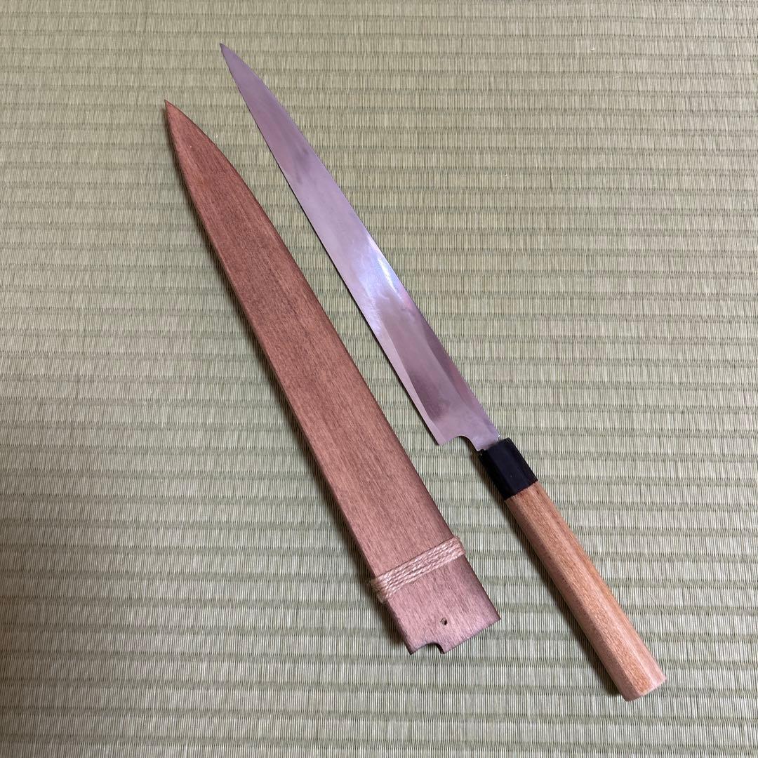 堺一文字忠国 本焼 柳刃 包丁 和包丁 尺一 鞘付き 黒水牛八角柄 刺身