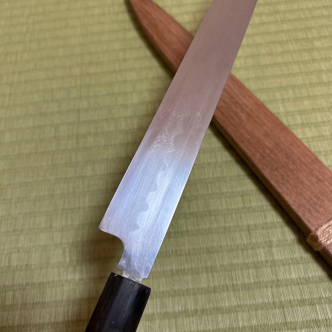 堺一文字忠国 本焼 柳刃 包丁 和包丁 尺一 鞘付き 黒水牛八角柄 刺身