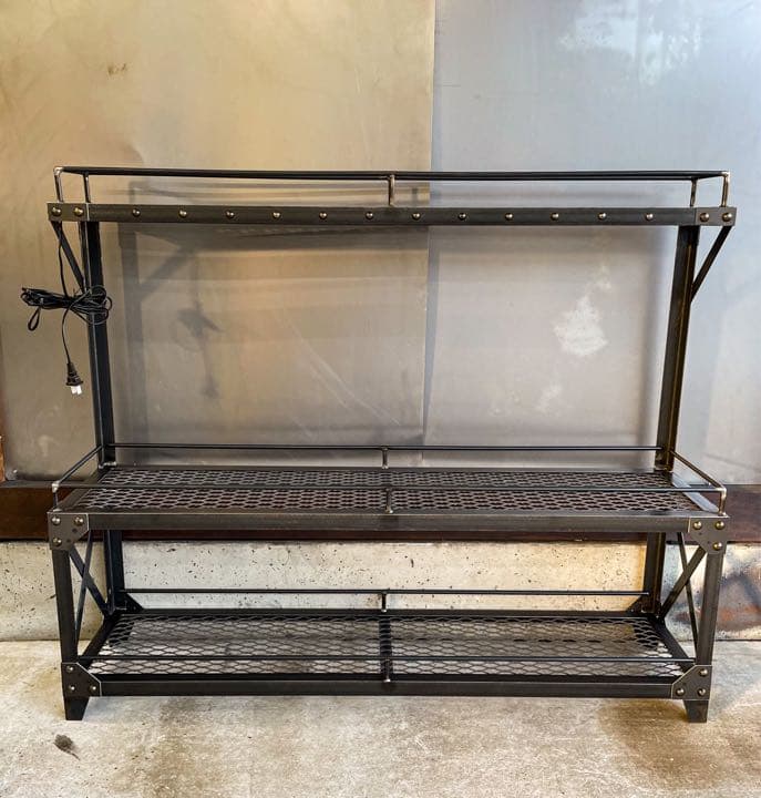 リベットアイアンラック［ダクトレール付］植物棚　アイアン家具　ボタニカル