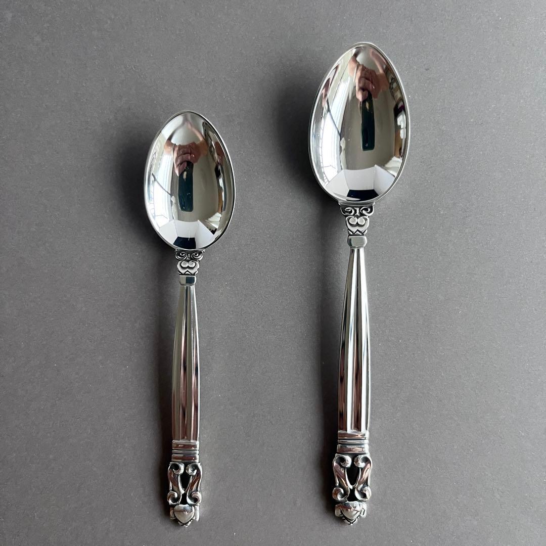 【未使用】ジョージジェンセン エコーン コーヒー&ティースプーン2本組 925S